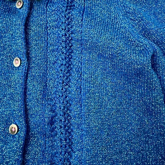 Mini Boden Frill Sparkle Cardigan, Navy Multi Sparkle Size 8-9 NWOT - Picture 3 of 7